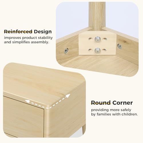 Small Wood Desk with Drawers, 40 Inch Vanity Desk no mirror, Writing Desk | FUNKOCO Study Desk with 4 Solid Legs, Modern Computer Desk for Small Spaces, Home Office - color: Wood