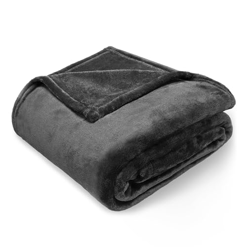 Lukeight Fleece Throw Blanket, Luxury Cozy Fuzzy Lightweight Soft Blankets for Sofa Couch Bed Car Travel and Camping (Grey, 50x60 Inches) - color: Solid Grey, size: 50 in x 60 in
