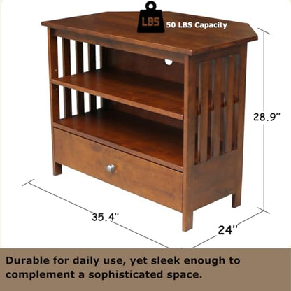 Solid Wood Mission Corner Enteinment/TV Stand, Espresso - color: Espresso