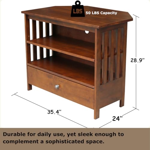 Solid Wood Mission Corner Enteinment/TV Stand, Espresso - color: Espresso