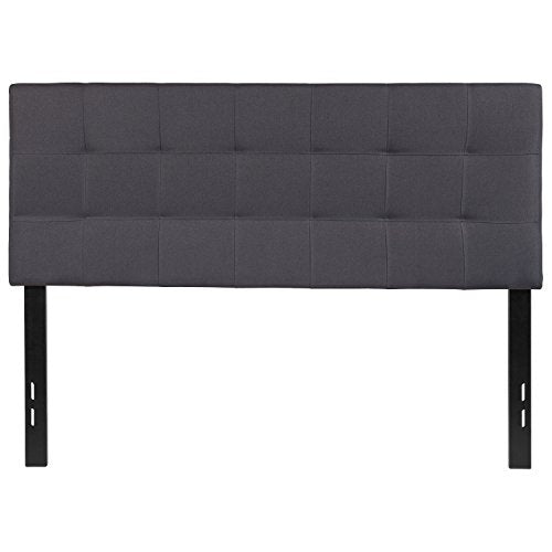 EMMA + OLIVER Dark Gray Full Quilted Tufted Headboard | Adjustable Bed Rail Slots, Fabric Upholstered - color: Dark Gray, size: Full