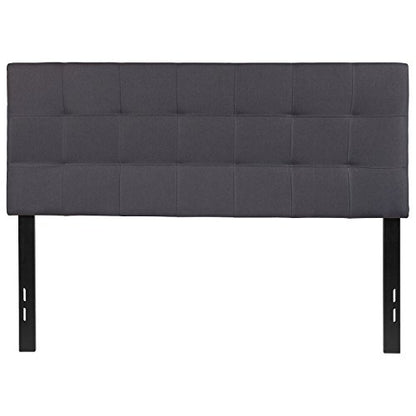 EMMA + OLIVER Dark Gray Full Quilted Tufted Headboard | Adjustable Bed Rail Slots, Fabric Upholstered - color: Dark Gray, size: Full