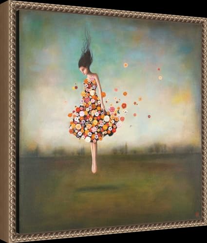 Amanti Art Framed Canvas Wall Art 16x16 Boundlessness in Bloom by Duy Huynh, Framed Wall Art Canvas, Abstract Artwork, Traditional Decor, Small Poster Painting for Living Room, Bedroom, Bathroom, - color: Sylvie Beaded Dark Gold, size: 16"L x 16"W