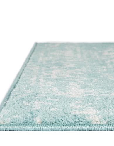 Rugs.com - Arlington Rug – 6 Ft Runner Aqua Coastal Runner Rug – for Hallways, Kitchens, and Entryways - color: Aqua, size: 2' x 6' (Runner)