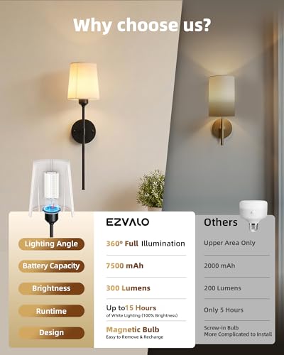Rechargeable Wall Lights Set of 2, 7500mAh, RGB, Battery Operated Wall Sconces with Remote, Dimmable, Magnetic Bulbs, No-Wiring Installation, Wireless Wall Lamps for Bedroom, Living Room, Hallway - color: Black, size: 24 inches