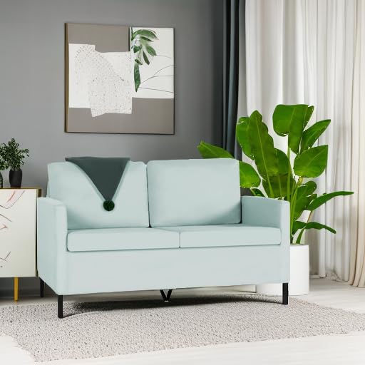 TYBOATLE 51" W Linen Fabric Upholstered Modern Loveseat Sofa Couch for Living Room, Love Seats 2-Seater Furniture w/Iron Legs for Compact Space, Apartment, Bedroom, Dorm, Office, Aqua Blue | Love Seat, Small Sofa, Linen Upholstery, Iron Legs, Living Room,