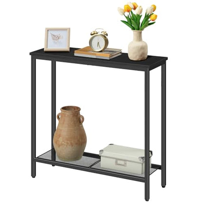 HOOBRO 29.5" Narrow Console Table, Small Entryway Table with Shelf, 2 Tier Thin Sofa Table, Behind Couch Table, Side Table, for Hallway, Living Room, Bedroom, Black BB74XG01 - color: Black