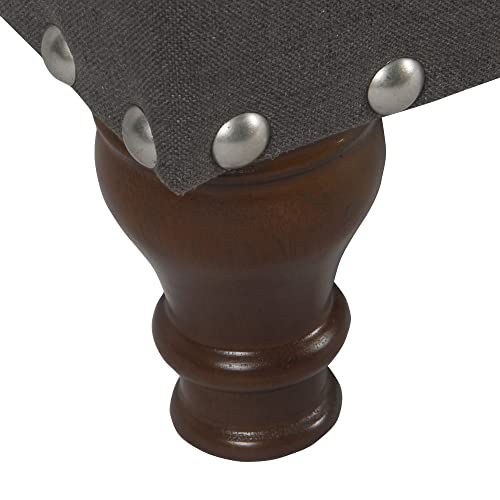 HomePop 42" Storage Bench with Nailhead Trim - Charcoal - color: Charcoal