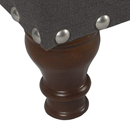 HomePop 42" Storage Bench with Nailhead Trim - Charcoal - color: Charcoal