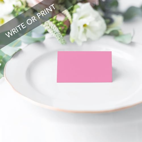 Andaz Printable Place Cards, Pink 20-Pack for Wedding, Graduation, Table Settings - color: Blank Pink