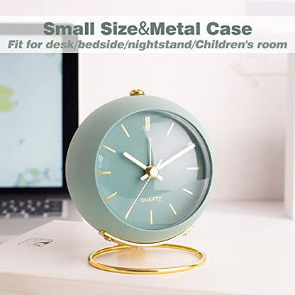 AYRELY® Battery Operated Analog Desk Alarm Clock with Light, Table Clock | Retro Aesthetic Clock with Silent Non-Ticking Movement for Bedside, Bedroom, Kitchen, Office, Travel & Kids' Room (Green) - color: Green