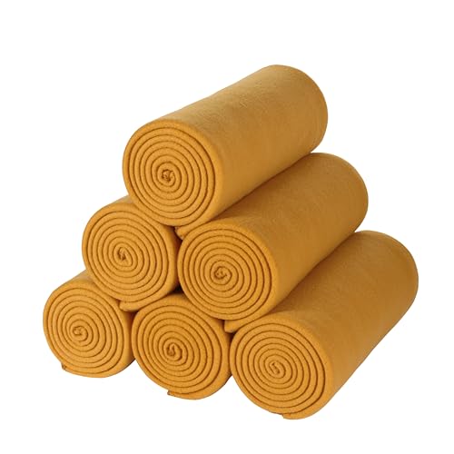CAI TENG Fleece Throw Blanket Bulk 6 Pack Kid Blankets Soft Lightweight Cozy Polar Fleece 50 x 60 Throws Solid Pet-Friendly Bed Sofa Couch Fleece Fabric Travel Wedding Outdoor Mustard Yellow - color: Mustard Yellow