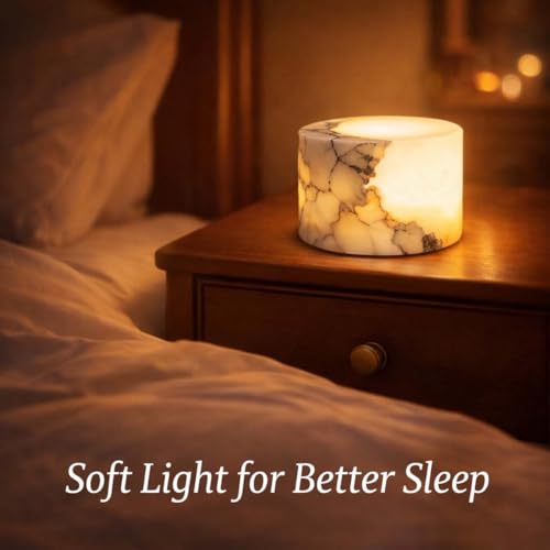 Natural Marble Touch Light Onyx Marble Luxury Table Lamp,Caring Dimmable LED Bedside Lamp with Unique Peach Jade Texture,Type-C Rechargeable Small Ambient Tap Light, Cordless Table Lamp (Style A) - color: Style A