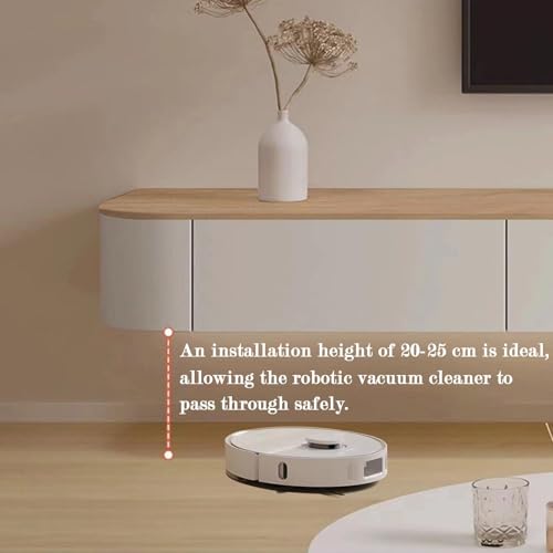 118 inch Floating TV Stand Wall Mounted TV Cabinet Floating Shelves with Door Entertainment Media Console Solid Wood Modern Living Room Round Corner TV Stand (Two-Tone+LED, 300CM) - color: Two-tone+led, size: 300CM