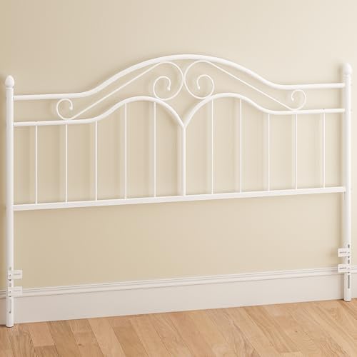 Headboard for King Size Bed Frame Vintage Platform Bed Metal Headboard Only | Height Adjustable,Sturdy and Stable,Easy Assembly,White - color: White, size: King