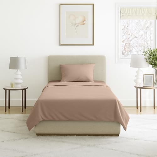 Brushed Microfiber Twin Sheets - 3-Piece Sheet Set with Pillowcase, Flat, and Fitted Sheets - Wrinkle and Fade-Resistant Bedding by Lavish Home (Taupe) - color: Taupe, size: Twin