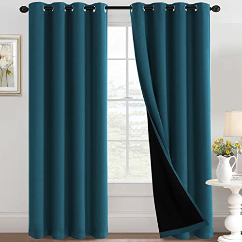 H.VERSAILTEX 100% Blackout Curtains for Bedroom Thermal Insulated Black Out Living Room Curtains 84 inch Long Noise Reducing Window Curtains with Black Liners 1 Panel, 52x84 Inch, Dark Teal - color: Blackout Dark Teal, size: 52"W x 84"L (Pack of 1)