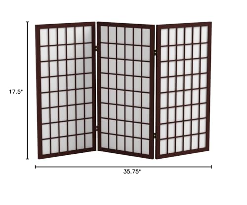 3 ft. Short Window Pane Shoji Screen - Walnut - 3 Panels