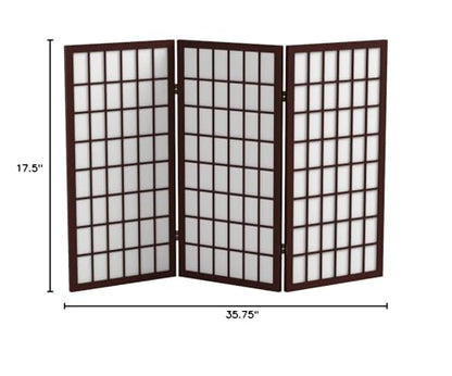 3 ft. Short Window Pane Shoji Screen - Walnut - 3 Panels