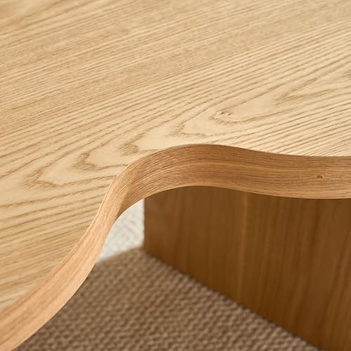 Nesting Coffee Table Set of 2 for Living Room, Couch/Bedroom Side, Butterfly Shaped Unique Cute, 31.49" Wood Irregular Fun Center Table for Small Space - Oak - color: 31.5"&31.5"-oak