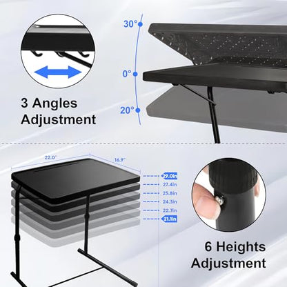 Bblife XL Adjustable Folding TV Tray Table, Larger TV Dinner HDPE Plastic Tray, for Laptop, Eating, Drawing, Snacks, etc, Black-Pro - size: XL-Pro