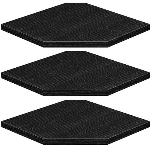 Fun Memories Corner Shelf Wall Mount, Floating Corner Shelves, Set of 3 Corner Wall Shelf Organizer, Rustic Wood Wall Storage Display Shelves for Living Room Bedroom Bathroom Kitchen, Classic Black - color: Black, size: 7" x 7", Set of 3