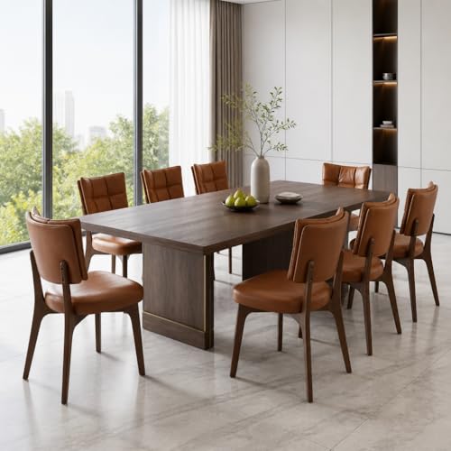 YOUNIKE Wood Frame Brown Dining Chair, Faux Leather, Single Pack | Modern Ergonomic Upholstered Kitchen & Dining Room Chairs, Double-Layer Backrest, Comfy Soft Cushion, Easy to Assembly - color: Brown