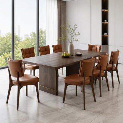 YOUNIKE Wood Frame Brown Dining Chair, Faux Leather, Single Pack | Modern Ergonomic Upholstered Kitchen & Dining Room Chairs, Double-Layer Backrest, Comfy Soft Cushion, Easy to Assembly - color: Brown