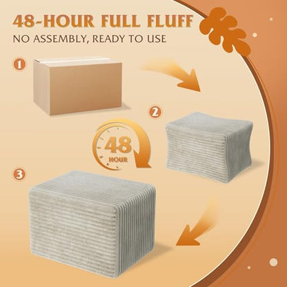 WLIVE Boneless Ottoman, Lightweight, Movable Foot Rest Stool for Living Room, Greyish Beige - color: Greyish Beige, size: Pouf Ottoman