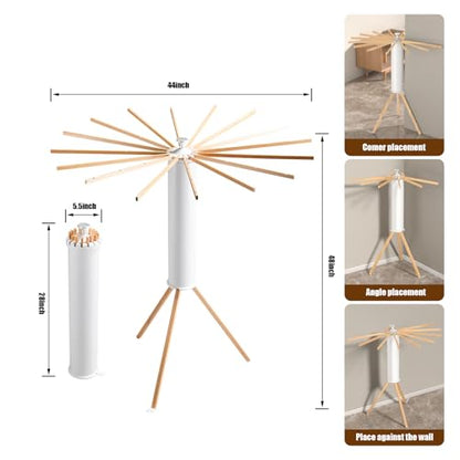 Foldable Clothes Drying Rack, Portable Garment Drying Rack for Indoor Outdoor, Space Saving Laundry Drying Rack, Sturdy Clothing Air Dryer Hanger for Balcony Bedroom Laundry Room