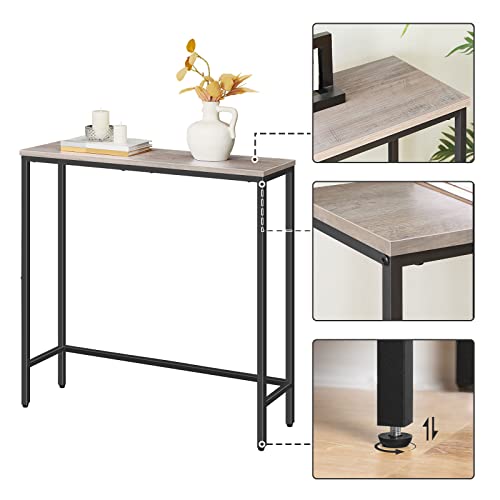 HOOBRO Narrow Console Table, 29.5" Small Entryway Table, Thin Sofa Table, Side Table, Display Table, for Hallway, Bedroom, Living Room, Foyer, Greige and Black BG75XG01 - color: Greige + Black