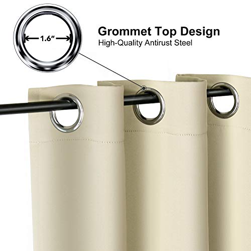 ChrisDowa Room Darkening Curtains for Bedroom and Living Room 40 Inch Long | 2 Panels Set, Thermal Insulated, Noise Reducing, Grommet, Blackout, Window Treatment Drapes, Beige, 29 x 40 Inch - color: Beige, size: 29"W x 40"L (Pack of 2)