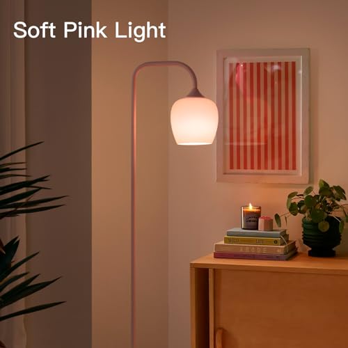 ONEWISH Pink Floor Lamp-Modern Standing Lamp for Living Room Bedroom, Glass Lamp Shade, LED Bulb Included, Cute Simple Design, for Girls Women - color: 1-Piece Pink