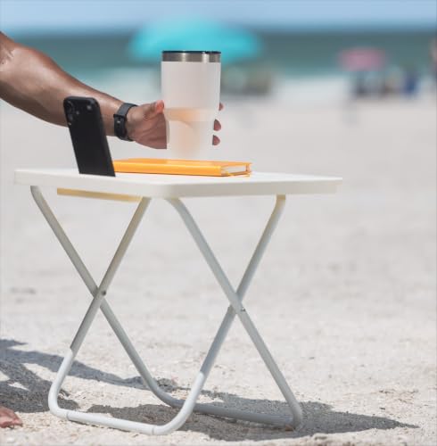 Folding Table Square Portable Compact with Hard Plastic Surface | 65 lb Max Load, Folds Flat for Storage, 40 x 40 x 39.8 cm, 1.86 kg, No Assembly Required