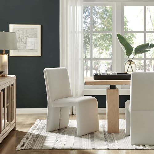 Modway Emory Upholstered Dining Side Chair in Alabaster - Single Armless Slipper Chair - Padded Performance Velvet Accent for Dining Room, Kitchen - color: Alabaster