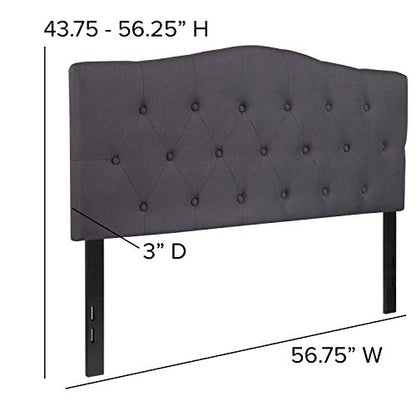 EMMA + OLIVER Tufted Upholstered Full Size Headboard in Dark Gray Fabric - color: Dark Gray, size: Full