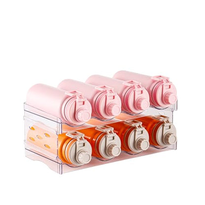 2 Pack Stackable Wine and Water Bottle Holder Free-Standing Fridge Wine Bottle Organizers Clear Plastic Water Bottle Holder for Cabinet,Refrigerator,Pantry,Kitchen Countertops,Holds 8 Bottles - size: 2 Tier-Holds 8 Bottles