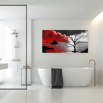 B0375 The Cloud Tree 1 Panels Modern Giclee Canvas Prints Artwork Abstract Seascape Paintings Reproduction Sea Beach Pictures Printed on Canvas Wall Art for Home Decorations Wall Decor - size: 58"L x 29"W