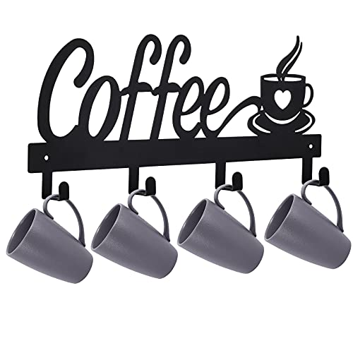 CUKE2BEET Wall Mounted Coffee Mug Holder - Mug Organizer Rack for Coffee Bar, Kitchen Utensils Display