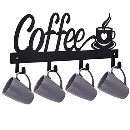 CUKE2BEET Wall Mounted Coffee Mug Holder - Mug Organizer Rack for Coffee Bar, Kitchen Utensils Display
