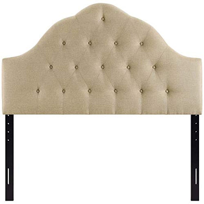 Modway Sovereign Tufted Button Linen Fabric Upholstered Queen Headboard in Beige - color: Beige, size: Queen