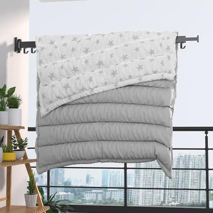 Wall Mounted Clothes Hanger Rack, Retractable Clothes Drying Rack Folding Indoor, Laundry Drying Rack, Space Saver Clothes Rack,Collapsible(Tri-Fold),with 18 J-Hooks Laundry Rack Black - color: Tri-fold-1 Pack Black
