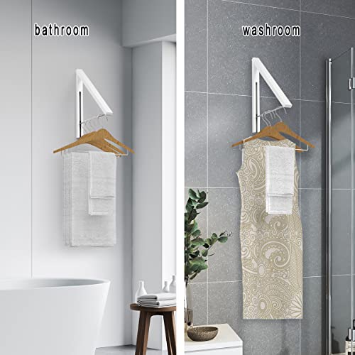 Drying Rack Wall Mounted Clothes Hanger Folding Wall Coat Racks Aluminum Home Storage Organiser Space Savers - color: White