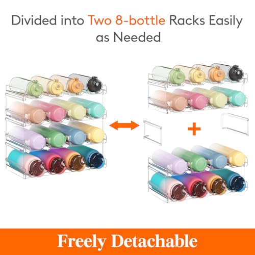 Lifewit Stackable Water Bottle Organizer for Cabinet, Plastic Bottle Holder Fits Bottles/Tumblers up to 3.8" Diameter for Pantry/Countertop, 4 Tier Holds 16 Bottles 41 x 20 x 34 cm/16 x 8 x 13.4 - size: 4 Tier-16 Bottle