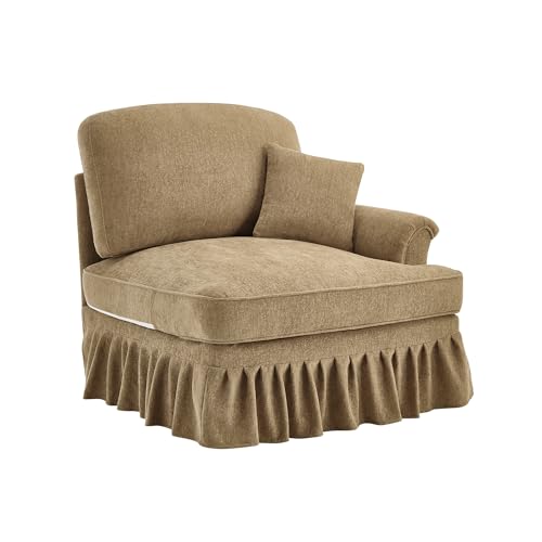 Modular Sofa with Ottoman & Pillow: Space Saving Sectional Couch for Small Apartments - Chenille Fabric Convertible Sofa Bed & Lounge Chair for Studio Living Rooms & Home Office