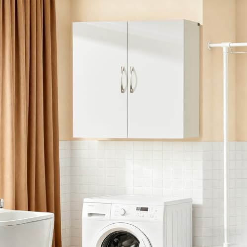 Over Toilet Wall Mount Bathroom Cabinet, Wall Size, White | Wall-Mounted Over-Toilet Cabinet With Adjustable Shelf, Multi-Use Bathroom & Laundry Storage, HUS-BZR200