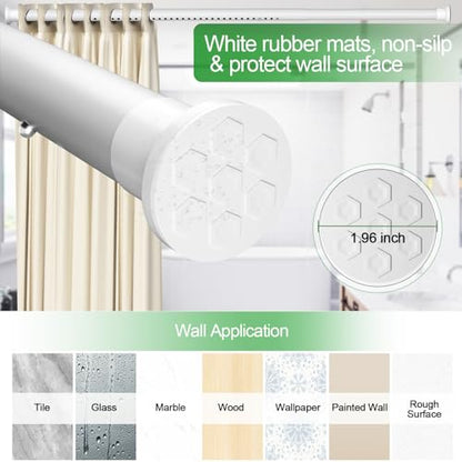 Heavy Duty Tension Curtain Rod No Drilling, 63-123 Inch Adjustable | 1.26" Diameter Pole, Spring Loaded, Non Slip, Renter Friendly Curtain Rod for Windows/Room Divider/Balcony/Patio, Matte White - color: Matte White, size: 63-123 Inches