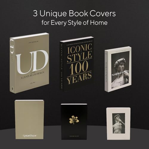 Designer Decorative Books Set of 3, Contemporary Faux Books with Storage | Large neutral hardcover book boxes with magnetic closure for coffee table, mantle, console or bookshelf styling mid century