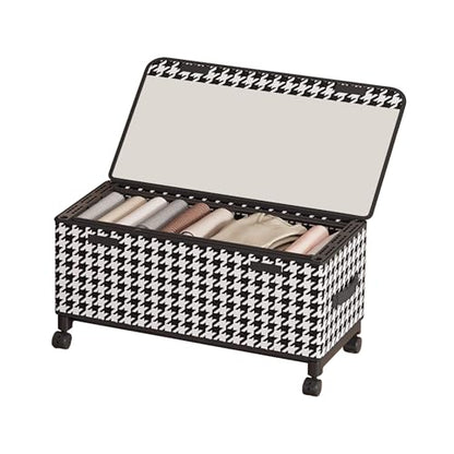 65L Under Bed Storage with Wheels, Adjustable Underbed Storage Bins, Foldable Dustproof Storage Container, 30.3×11.4×11.8 Inch Organizer for Clothes, Shoes, Blankets (black - Transparent Cover)