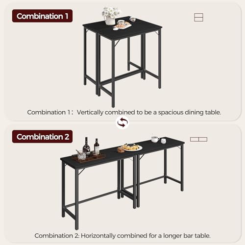 MAHANCRIS Narrow Bar Table, 63-Inch Pub Table for Dining Room, Counter Bar Tables with Sturdy Metal Frame, Connectable Bar Table, Multifunctional Console Table, Black BTBK1601 - color: Black